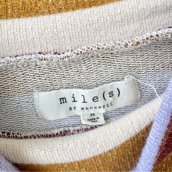Mile(s) By Madewell Striped Mock Neck Sweater in Mustard and Lavender - Picture 3 of 5